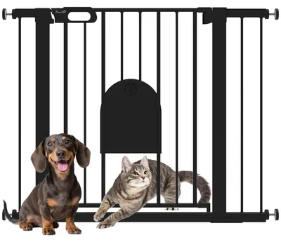 Produktbild von PawHut Hunde Absperrgitter Schutzgitter Türschutzgitter Stahl Schwarz