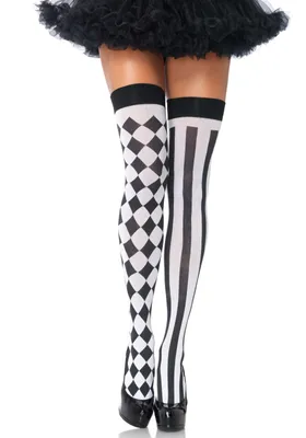 Produktbild von LEG AVENUE - SCHWARZ/WEIßE ARLEQUIN HOHE SOCKEN