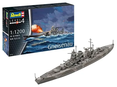 Image de Starter Kit Battleship Gneisenau, Revell kit de construction de modèles avec accessoires de base
