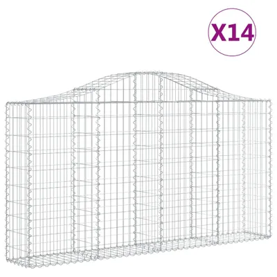 Productafbeelding van vidaXL Gabionen met boogvorm, 14 stuks, 200x30x100/120 cm, verzinkt staal