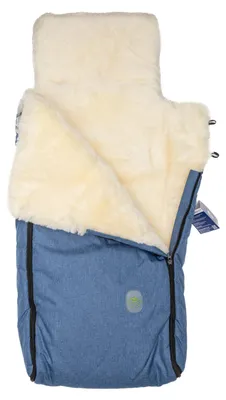 Produktbild von Lammfell Babyfußsack KESSY für Kinderwagen und Buggy Blau