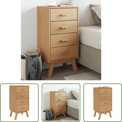 Immagine prodotto di The Living Store Comodino OLDEN Brown in pino massiccio