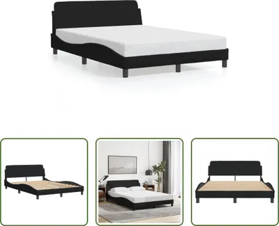 Produktbild von The Living Store Bettgestell mit Kopfteil Schwarz 140x190 cm Stoff