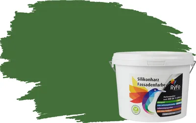 Produktbild von RyFo Colors Silikonharz Fassadenfarbe Lotuseffekt Trend Powergrün 3l - bunte Fassadenfarbe, weitere Grün Farbtöne und Größen erhältlich, Deckkraft Klasse 1
