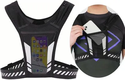 Produktbild von Famanu Laufweste mit reflektierenden Elementen - leichte Handytasche und Trinkweste