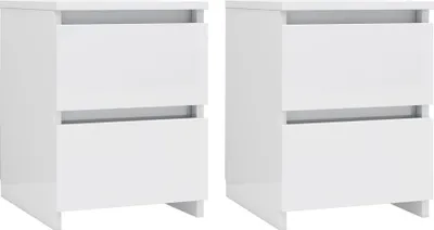 Produktbild von vidaXL Nachttische 2 Stk. Hochglanz-Weiß 30×30×40 cm Holzwerkstoff