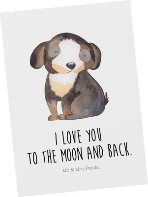 Produktbild von Mr. & Mrs. Panda Fotokarte Hund Entspannen - Weiß - Geschenk, Ansichtskarte, Postkarte, Liebe, Süß, Grußkarte, bildkarte, Treue, Kunstkarten, Postkarten, Sprüche
