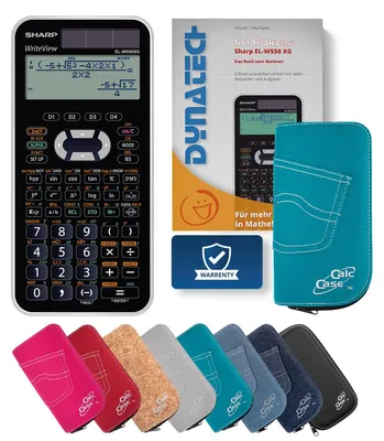 Produktbild von Sharp EL-W550 XG Taschenrechner mit Schutztasche türkis und Fachbuch