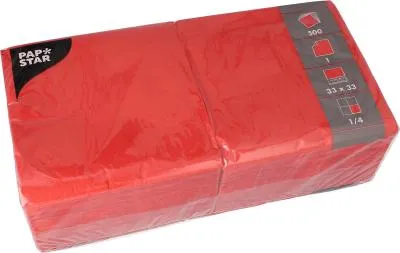 Produktbild von 500 Servietten, 1-lagig 1/4-Falz 33 cm x 33 cm rot