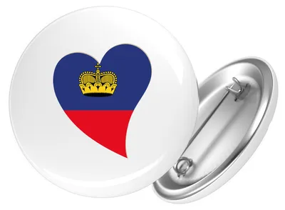 Produktbild von Huuraa Button Liechtenstein Flagge Herz 59mm rund mit Sicherheitsnadel Ansteckbutton Geschenkidee
