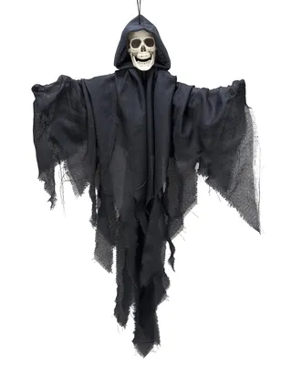 Produktbild von Schwebender Skelett-Geist Halloween-Hängedeko grau 90cm - Einheitsgröße