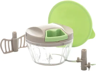 Immagine prodotto di InnovaGoods® tritatutto manuale per frutta e verdura con corda, tritatutto da 400 ml, tritatutto con lame curve, accessorio per frullatore, coperchio extra. Tritatutto sicuro da usare.
