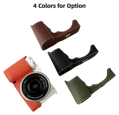 Immagine prodotto di Custodia protettiva portatile per fotocamera in stile retrò, supporto, borsa da trasporto, apertura sul fondo, compatibile con Sony ZVE10