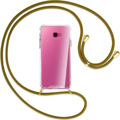 Produktbild von Handykette Backcover-Schutzhülle mit Band (Metall goldfarben) für Samsung Galaxy J4 Plus - khaki