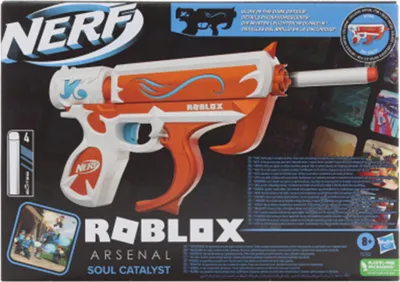 Zdjęcie produktu dla Hasbro Nerf Roblox Soul Catalyst Blaster Glow Frontlader 4 rzutki Kod