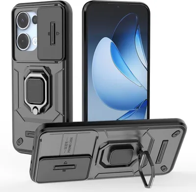 Produktbild von OPPO Reno13 5G Hülle - Coverup Ring Ständer Back Cover mit Kamera Schutz - Schwarz