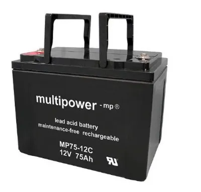 Zdjęcie produktu dla Akumulator kwasowo-ołowiowy Multipower MP75-12C Pb 12V 75Ah odporny na cykle, gwint wewnętrzny M6