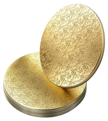 Produktbild von Tortenplatte aus Pappe - Rundes Cake Board für Tortentransport - Gold - 30 cm Durchmesser - 5 Stück