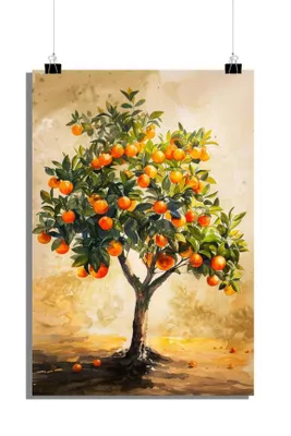 Produktbild von Orangenbaum Poster - Baum Poster - Pflanzen Poster - Aquarell Poster - 61x91cm - Perfekt zum Einrahmen