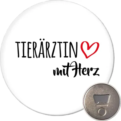 Produktbild von Huuraa Magnet Tierärztin mit Herz 59mm Kühlschrankmagnet rund Flaschenöffner Geschenkidee