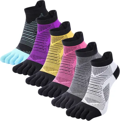 Produktbild von Laufsocken 6 Paar, 5 Zehen, Baumwolle, atmungsaktiv, für Yoga