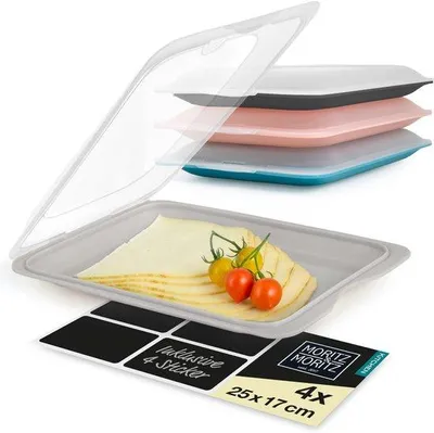 Produktbild von 4er Set Frischhaltcontainer - Stapelbar - 25 x 17 x 3 cm - Kunststoff