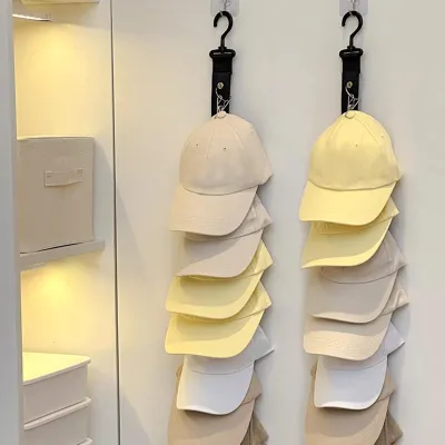 Produktbild von Kappenhalter für Schrank, Baseballkappenaufhänger mit 8 Clips, vertikaler Wand-Hutorganizer für Kleiderschrank, Sportkappen, Hüte, Aufbewahrung A