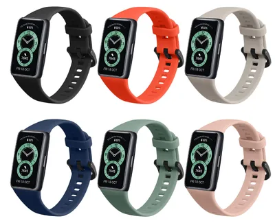 Produktbild von kwmobile 6x Sportarmband kompatibel mit Huawei Band 6 & 6 Pro / Honor Band 7 & 6 Armband - Großes Set Smartwatch Armband in verschiedenen Farben