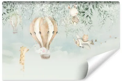 Obrázok produktu pre Tapeta do detskej izby BALON Zvieratá Mraky Boho štýl