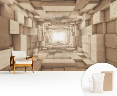 Produktbild von Fototapete - 416x254 cm - Tapete - Wandtapete - Wandbilder - Dekofolie - Tapete Folie - Wand - Dekoration - Wohnzimmer - Holztunnel