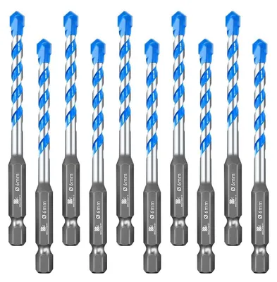 Produktbild von Betonbohrer Fliesenbohrer Steinbohrer Set mit Sechskantschaft 6mm 10 Stück