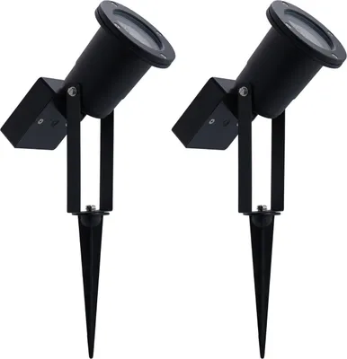 Produktbild von Ledvion 2er Set Gartenstrahler mit Erdspieß IP65 GU10 ohne Leuchtmittel