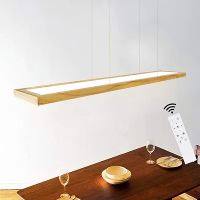 LED-Hängeleuchte aus Holz, dimmbar, 100 cm, mit Fernbedienung