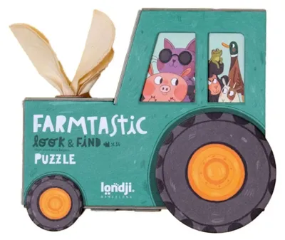 Productafbeelding van Puzzle Farmtastic: Tractor met 36 elementen, zoek-en-vind spel - Londji, vanaf 3 jaar