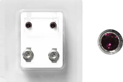 Produktbild von Erstohrstecker Chirurgenstahl Sterile Ohrstecker Zarge mit Stein in lila 4mm
