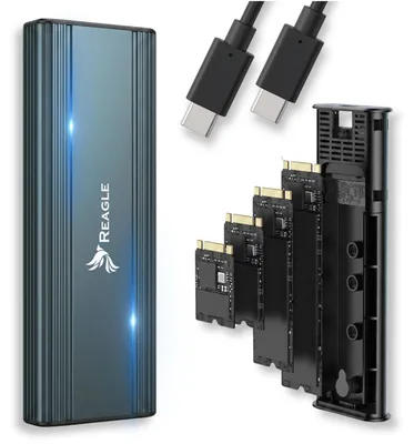 Produktbild von Reagle M.2 NVMe SSD Gehäuse USB C 3.2 Gen 2 10 Gbit/s, Werkzeugloser Aluminium SSD Adapter für M Key B+M Key 2230 2242 2260 2280, UASP TRIM OTG, bis 8 TB, keine SATA