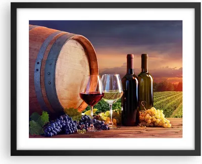 Produktbild von Gerahmtes Poster - Schwarzer Rahmen - Wein Weinberg Sommer - 50x40 cm - Wand Bild - Wanddeko - Wandbilder - Kunstposter - Wandposter - Bilderrahmen - Bilder - Kunstdruck - Wandbild - P2BAA50x40-4125
