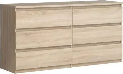Image de Commode 6 Tiroirs Chelsea, Couleur Chêne, L 154 x P 42,2 x H 79,9 cm, CHLK261-D30F
