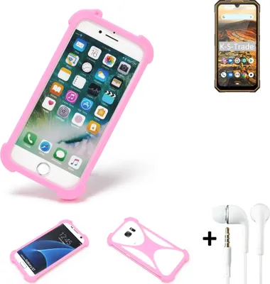 Produktbild von K-S-Trade Bumper + Kopfhörer kompatibel mit Cubot KingKong 5 Handy Hülle Schutzhülle Silikon Schutz Hülle Cover Case Silikoncase Silikonbumper TPU