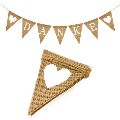 Productafbeelding van Jute Wimpelkette 'Danke' voor Feestjes en Decoratie
