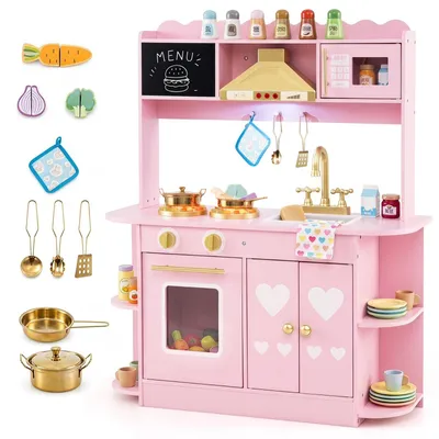 Produktbild von Kinderküche mit Licht und Sound Spielküche Holz Holzküche Haushaltsgeräte