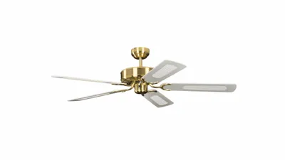 Produktbild von Deckenventilator Potkuri Messing seidenmatt / Weiß 132 cm mit Zugkette