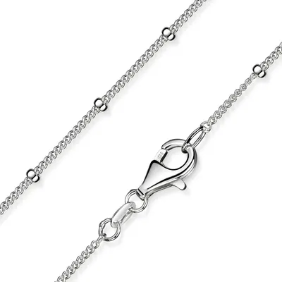 Imagen del producto de MATERIA Collar de cadena para mujer, plata de ley 925. Collar de plata para niña con cuentas, disponible en las longitudes: 40, 45, 50, 60, 70 y 80 cm. Modelo K80