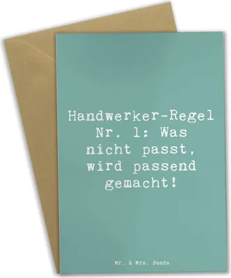 Produktbild von Mr. & Mrs. Panda Grußkarte Spruch Handwerker Lösung - Meeresbrise - Geschenk, Beruf, Berufung, personalisierte Geschenke, hochzeitskarten, Berufsalltag, Handwerker-Spruch
