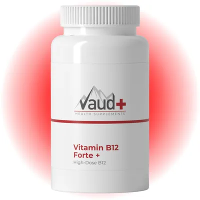 Produktbild von Vaud Vitamin B12 Forte - 1000 mcg aktives Vitamin B12 (Methylcobalamin) - Schnelle Aufnahme über Lutschtablette - Unterstützt Energie und reduziert