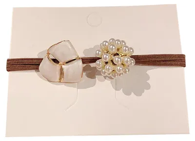 Image de Bandeaux élastiques, fausses perles, cravates tendance, cordons, accessoires pour filles, blanc ivoire