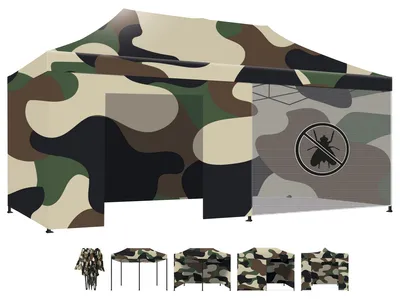 Image de Taman 3x6 - Gazebo de jardin pliable avec parois latérales et moustiquaire camouflage