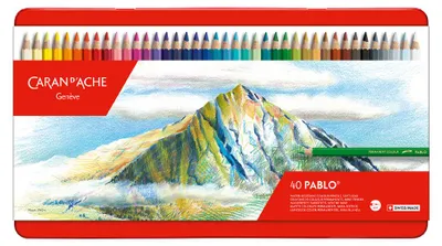 Image de CARAN D'ACHE 666340 CARAN D'ACHE Crayons de couleur PABLO, étui métallique de 40 pièces