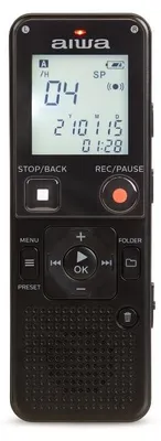 Immagine prodotto di AIWA DVR-A600, registratore vocale digitale con microfono stereo e memoria integrata da 16 GB. Colore nero