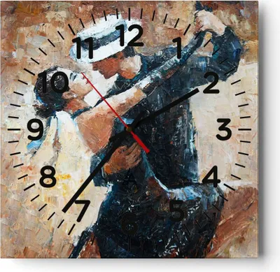 Produktbild von Wanduhr - Quadrat - Glasuhr - tanzen sie - 30x30cm - Schleichendes Uhrwerk - Lautlos - zum Aufhängen bereit - Dekoration Modern - Wanddekoration aus Glas - C4AC30x30-3773